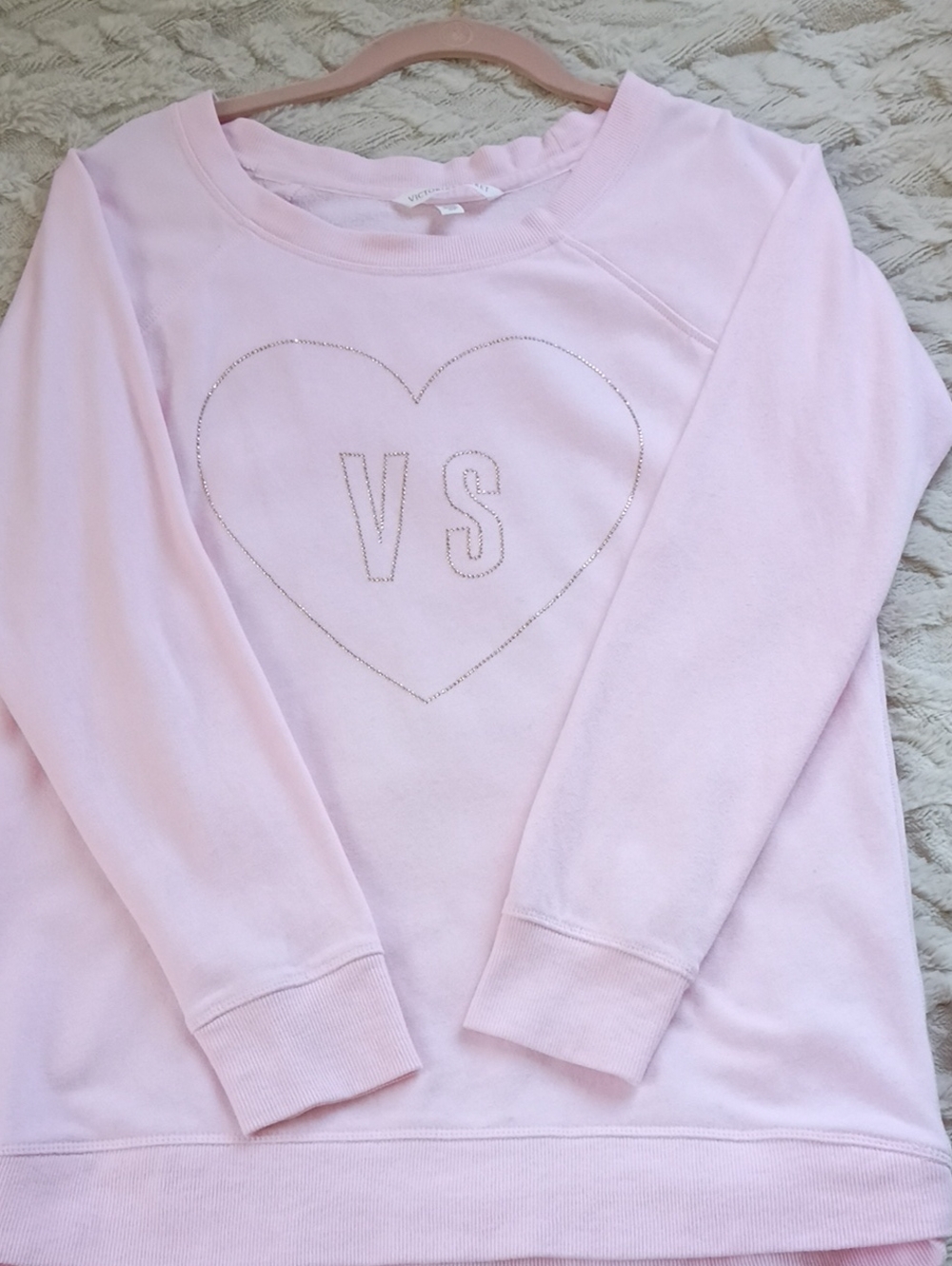 PINK Victoria's Secret Pastel Pink Heart VS Crewneck Sweatshirt